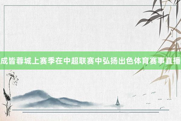 成皆蓉城上赛季在中超联赛中弘扬出色体育赛事直播