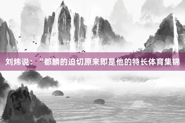 刘炜说：“都麟的迫切原来即是他的特长体育集锦