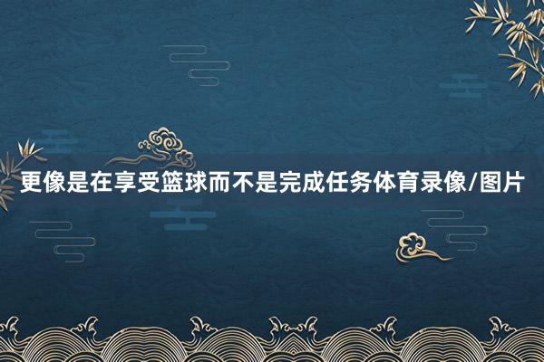 更像是在享受篮球而不是完成任务体育录像/图片