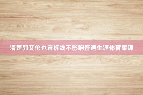 清楚郭艾伦也曾拆线不影响普通生涯体育集锦