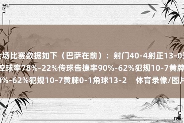 全场比赛数据如下（巴萨在前）：射门40-4射正13-0预期进球3.41-0.25控球率78%-22%传球告捷率90%-62%犯规10-7黄牌0-1角球13-2    体育录像/图片