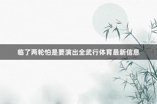 临了两轮怕是要演出全武行体育最新信息