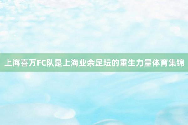 上海喜万FC队是上海业余足坛的重生力量体育集锦