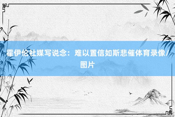 霍伊伦社媒写说念：难以置信如斯悲催体育录像/图片