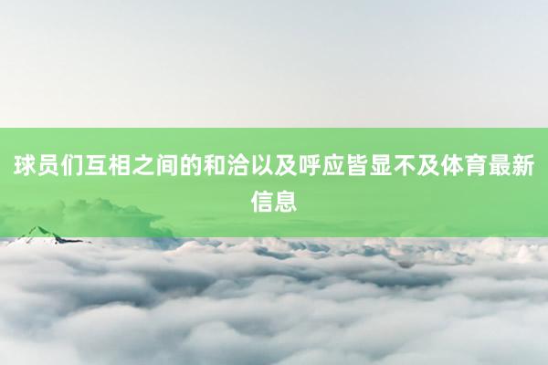 球员们互相之间的和洽以及呼应皆显不及体育最新信息