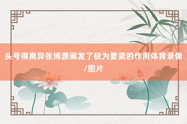 头号得离异张博源阐发了极为要紧的作用体育录像/图片
