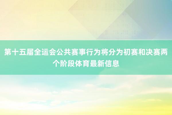第十五届全运会公共赛事行为将分为初赛和决赛两个阶段体育最新信息