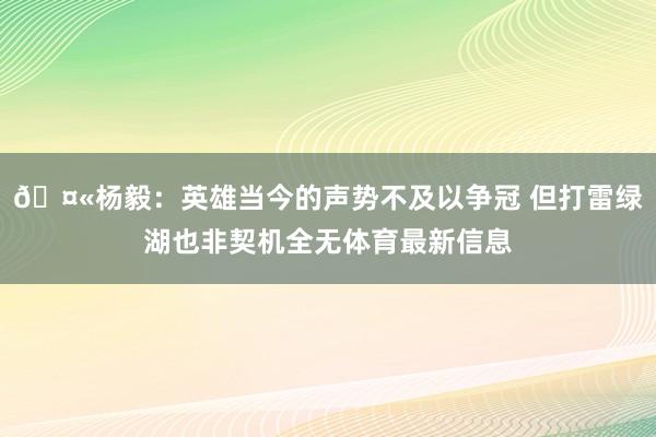 🤫杨毅：英雄当今的声势不及以争冠 但打雷绿湖也非契机全无体育最新信息