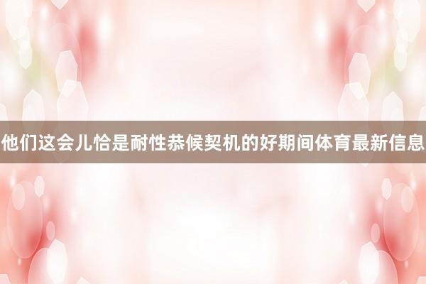 他们这会儿恰是耐性恭候契机的好期间体育最新信息