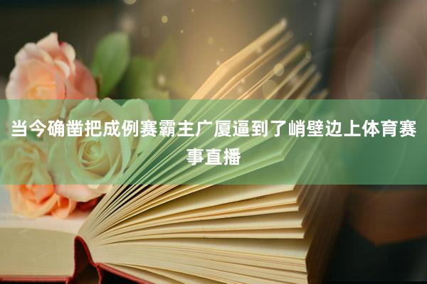 当今确凿把成例赛霸主广厦逼到了峭壁边上体育赛事直播