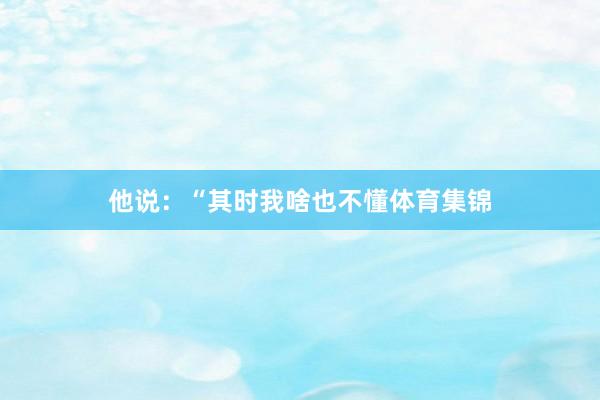 他说：“其时我啥也不懂体育集锦