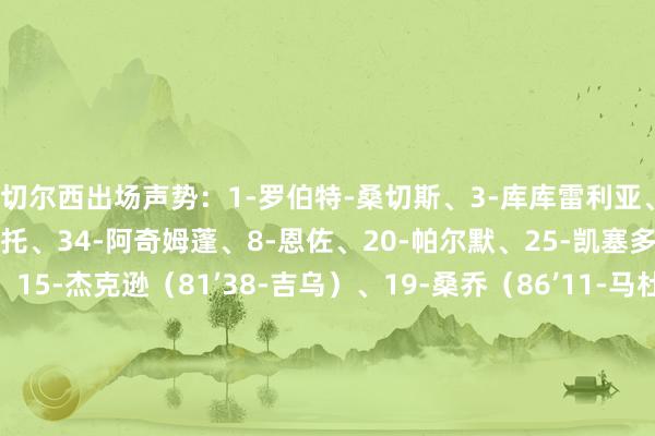 切尔西出场声势：1-罗伯特-桑切斯、3-库库雷利亚、6-科尔维尔、27-古斯托、34-阿奇姆蓬、8-恩佐、20-帕尔默、25-凯塞多、7-佩德罗-内托、15-杰克逊（81’38-吉乌）、19-桑乔（86’11-马杜埃凯）　　水晶宫出场声势：1-迪恩-亨德森、12-穆尼奥斯、26-克里斯-理查兹、5-拉克鲁瓦、6-格伊、3-米切尔、8-莱尔马、28-C-杜库雷（69’18-镰田地面）、7-伊斯梅拉-萨尔、10-埃泽（86’9-恩凯提亚）、14-马特塔体育赛事直播