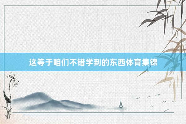 这等于咱们不错学到的东西体育集锦