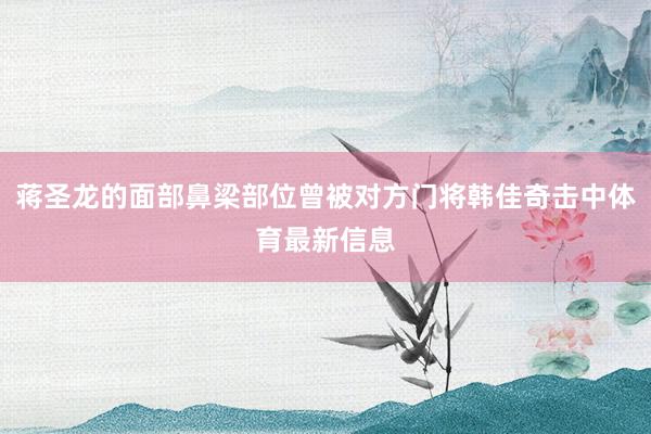 蒋圣龙的面部鼻梁部位曾被对方门将韩佳奇击中体育最新信息