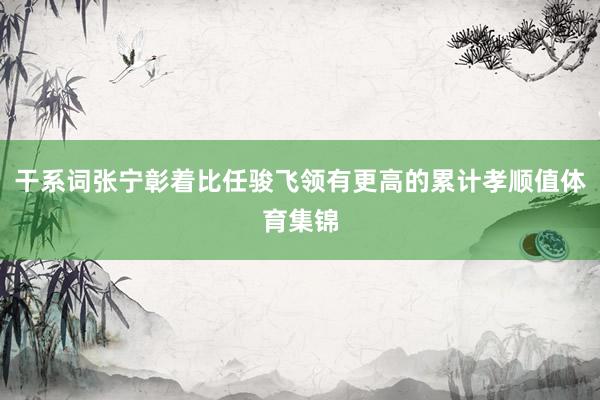 干系词张宁彰着比任骏飞领有更高的累计孝顺值体育集锦