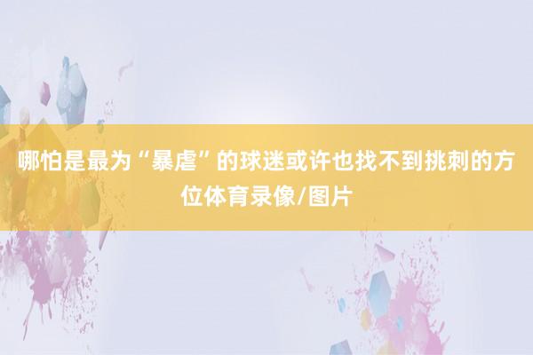 哪怕是最为“暴虐”的球迷或许也找不到挑刺的方位体育录像/图片