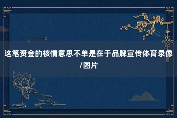这笔资金的核情意思不单是在于品牌宣传体育录像/图片