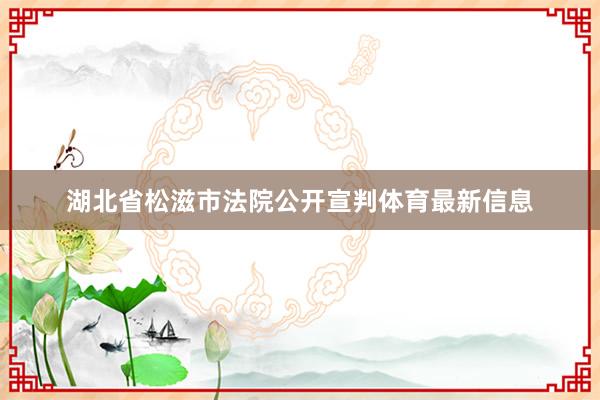 湖北省松滋市法院公开宣判体育最新信息