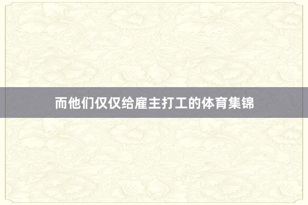 而他们仅仅给雇主打工的体育集锦