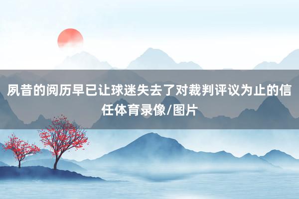夙昔的阅历早已让球迷失去了对裁判评议为止的信任体育录像/图片