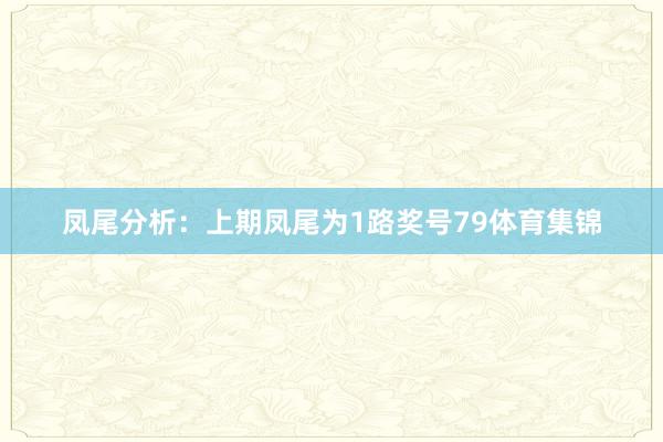 凤尾分析：上期凤尾为1路奖号79体育集锦