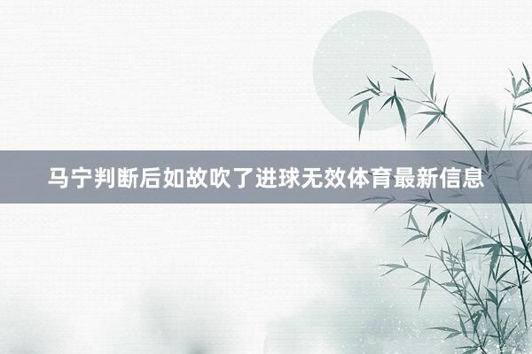 马宁判断后如故吹了进球无效体育最新信息