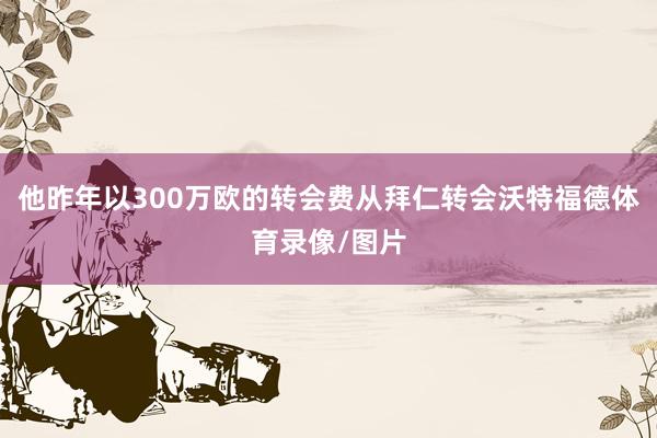 他昨年以300万欧的转会费从拜仁转会沃特福德体育录像/图片